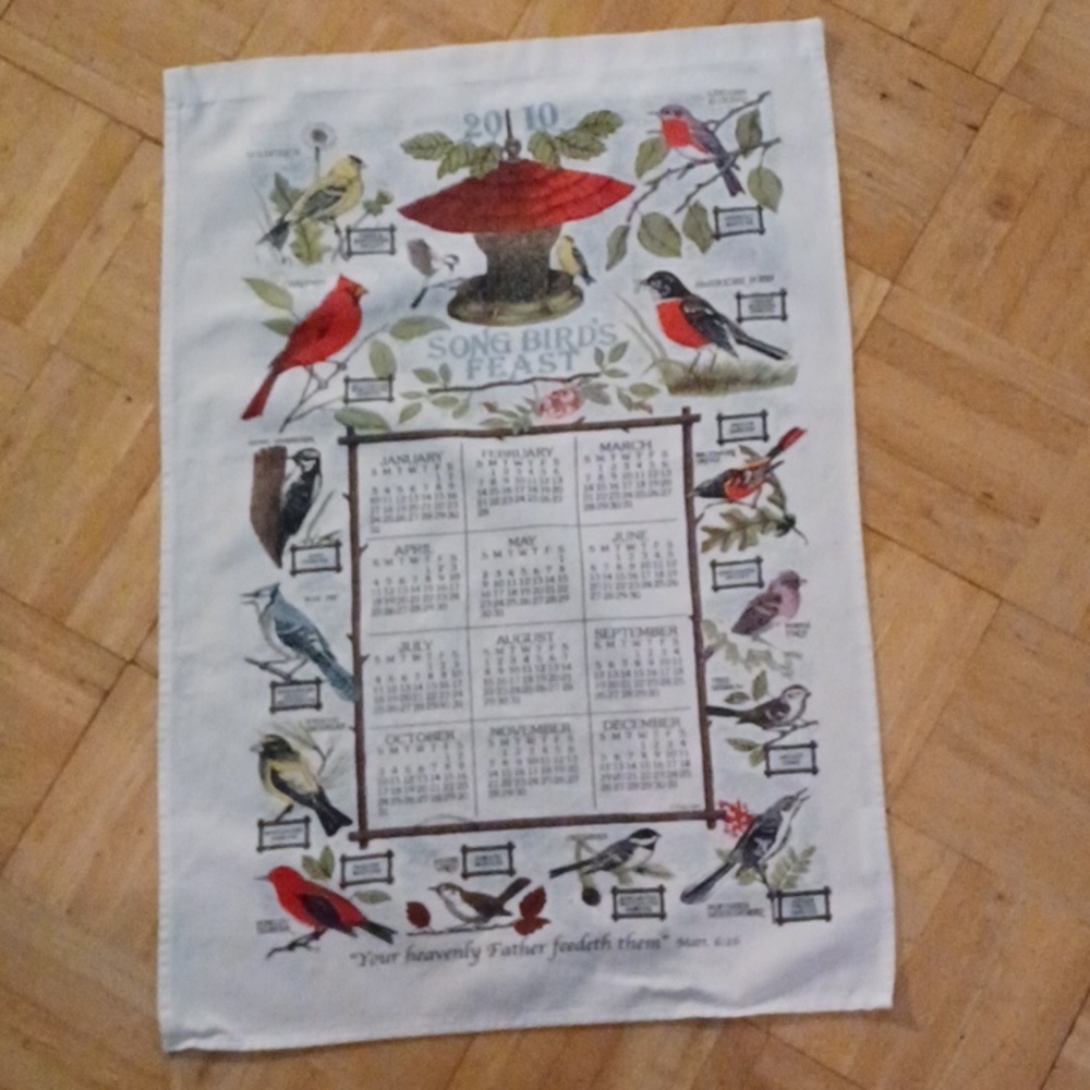 2010 kitchen towel song bird feast vintage kitchen Linens
